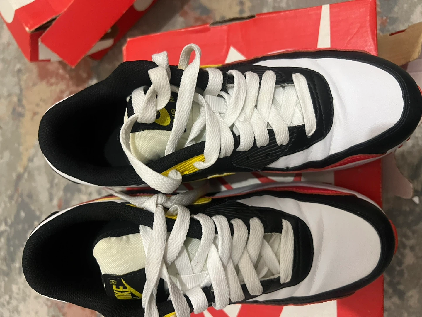 Nike Air Max 90 White/Black/Red/Yellow - Size 4.5Youth - photo 2