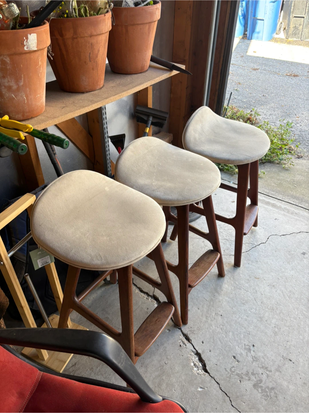 Set of 3 Bar Stools with Wood Frame - photo 2