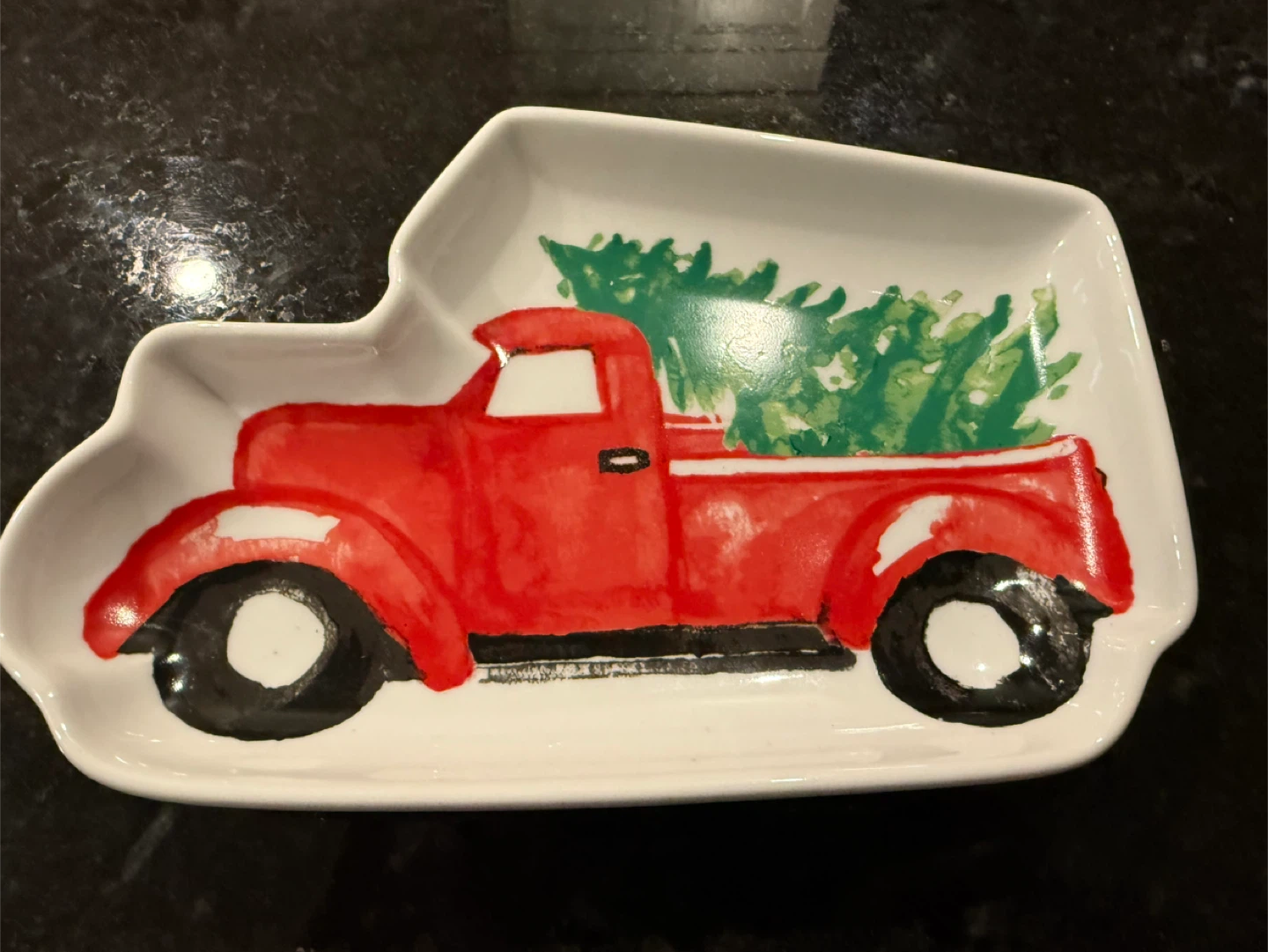 Red Christmas Truck Dish