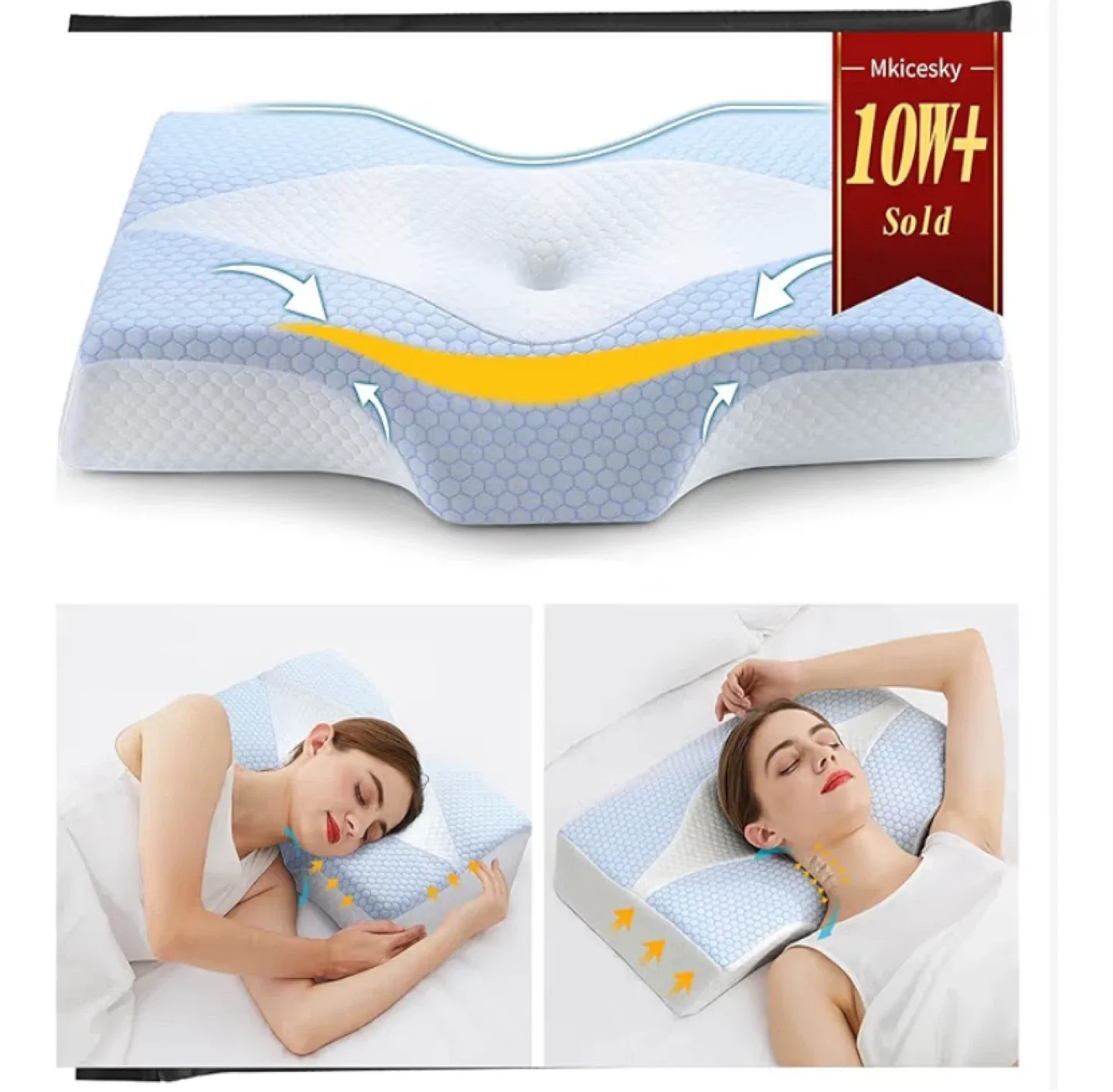 Mkicesky Orthopedic Memory Foam Pillow - NEW