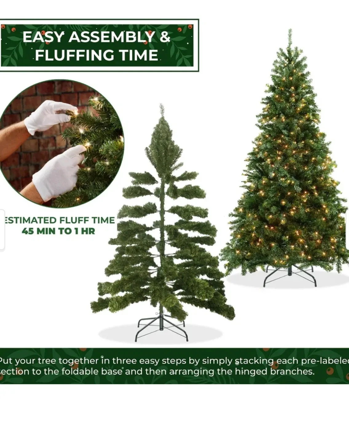 9ft Pre-Lit Artificial Christmas Tree 🥕🥕🥕🥕🥕 image indicator(3)