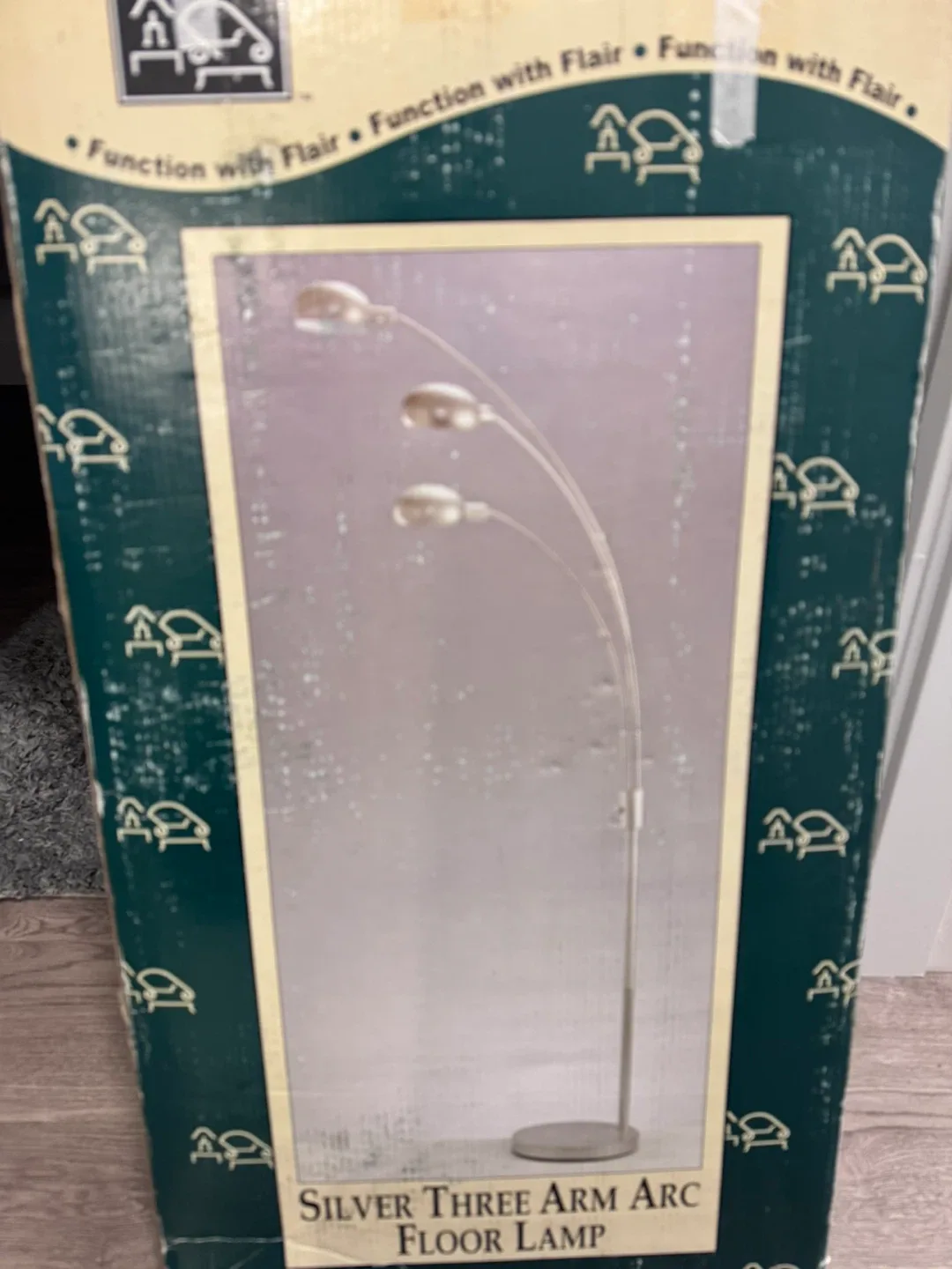 Silver Three Arm Arc Floor Lamp image indicator(2)