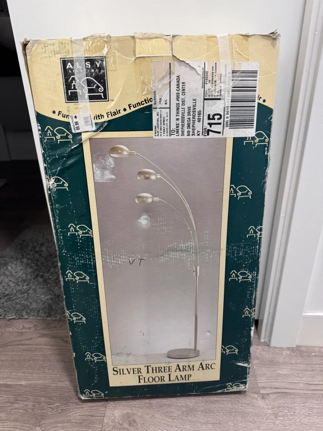 Silver Three Arm Arc Floor Lamp thumbnail