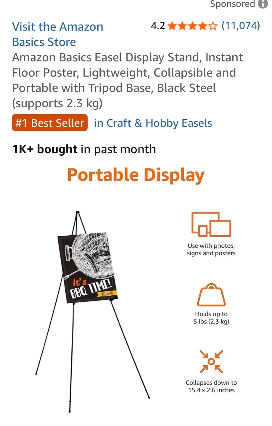 🥕 NicPro Display Easel Stand 63 Inch Tall thumbnail