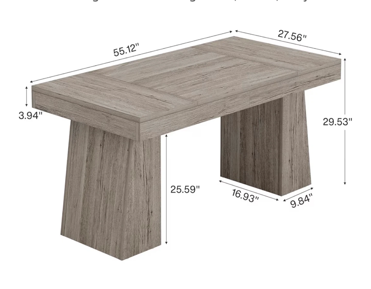Modern Gray Wood Dining Table/Office Table – New (Assembled) - photo 3