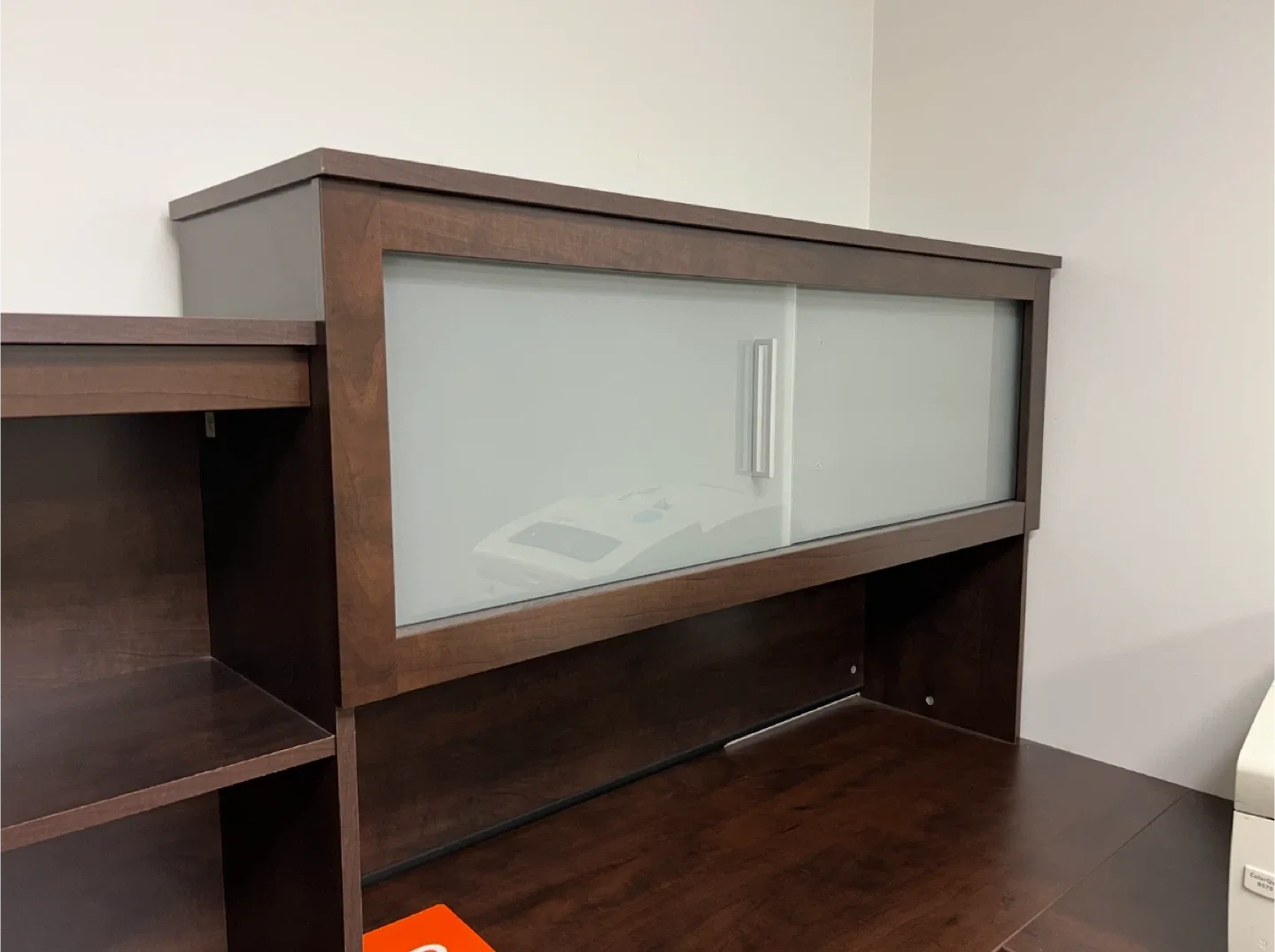 Brown L-Shaped Office Desk with Hutch image indicator(2)