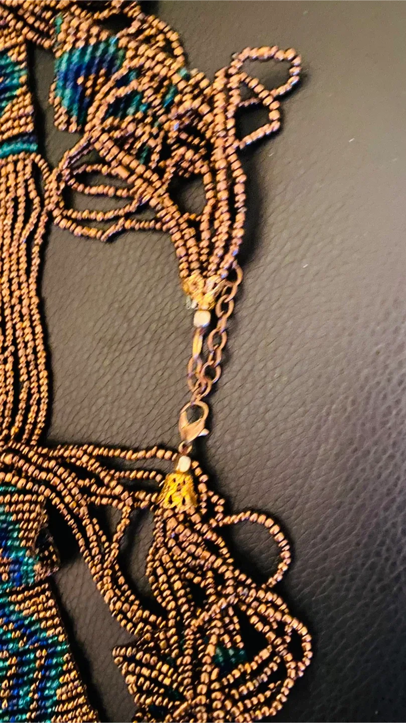 Beaded Necklace - Blue & Bronze image indicator(5)