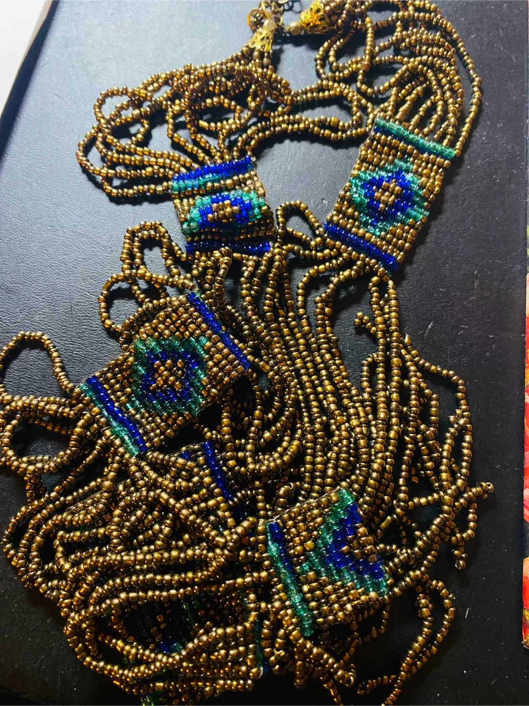 Beaded Necklace - Blue & Bronze image indicator(3)