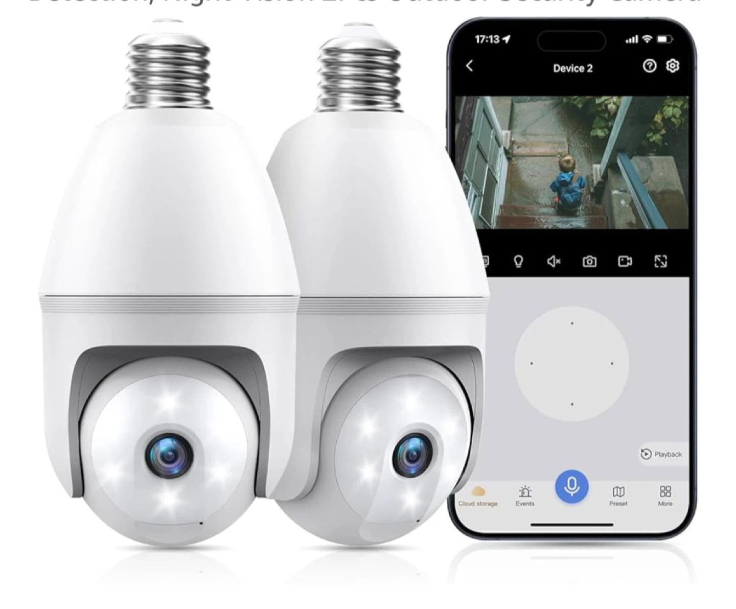 Outdoor Security Camera - Human Detection, Night Vision