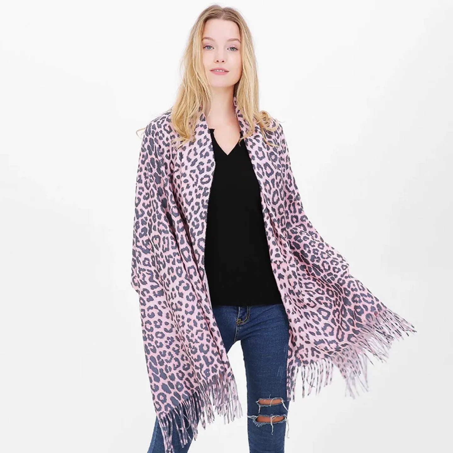 Pink Leopard Print Scarf/Shawl