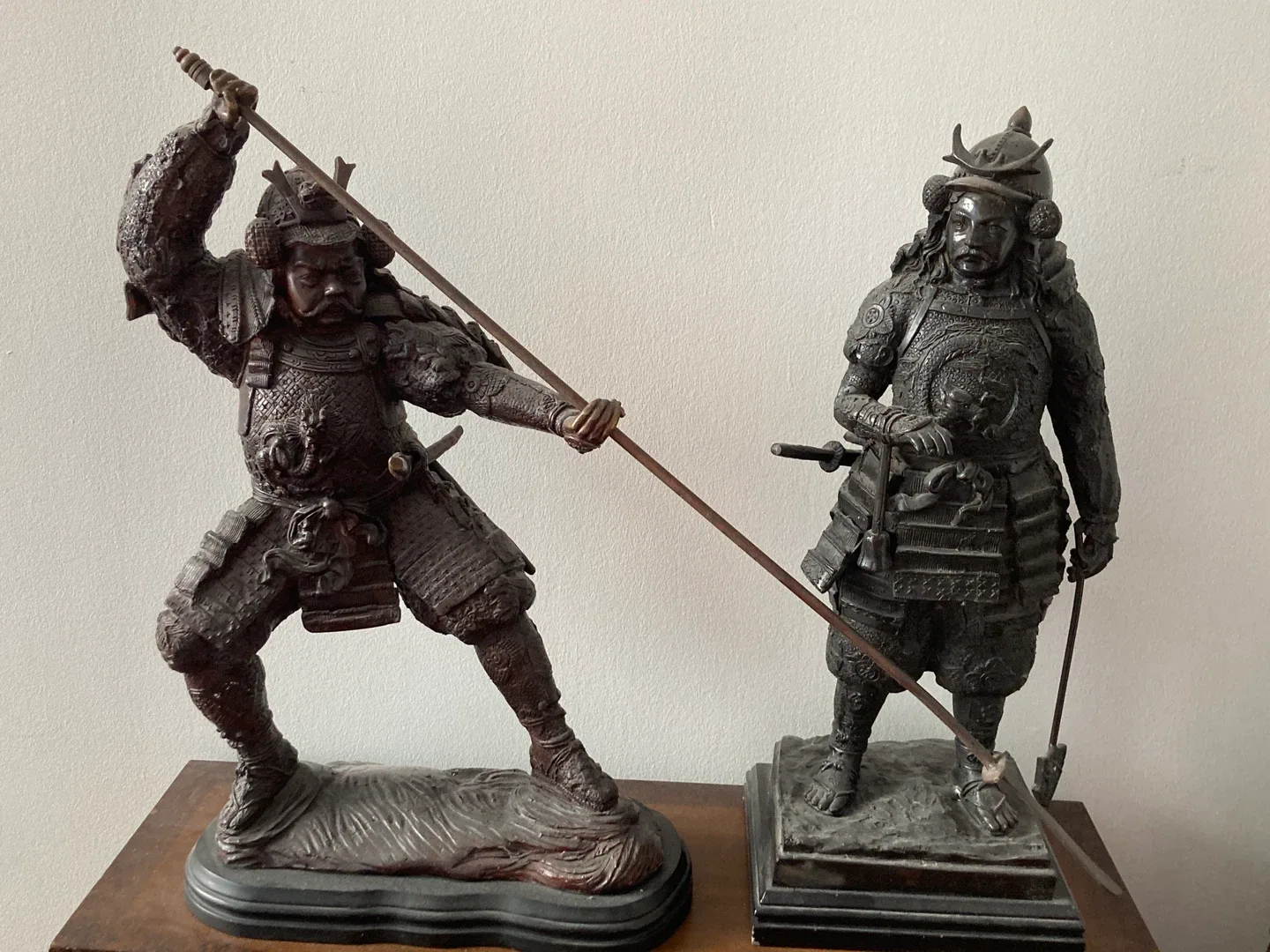 18th century Neal collection Samurai Warrior Bronze Statue Set