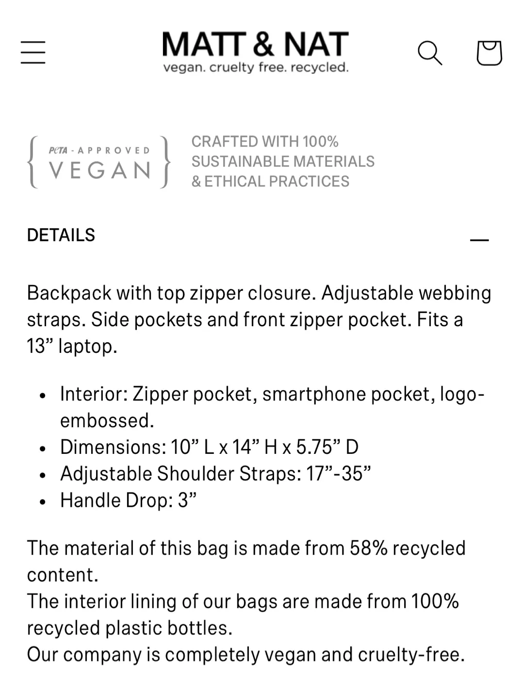 Stylish Matt & Nat Black Backpack image indicator(8)