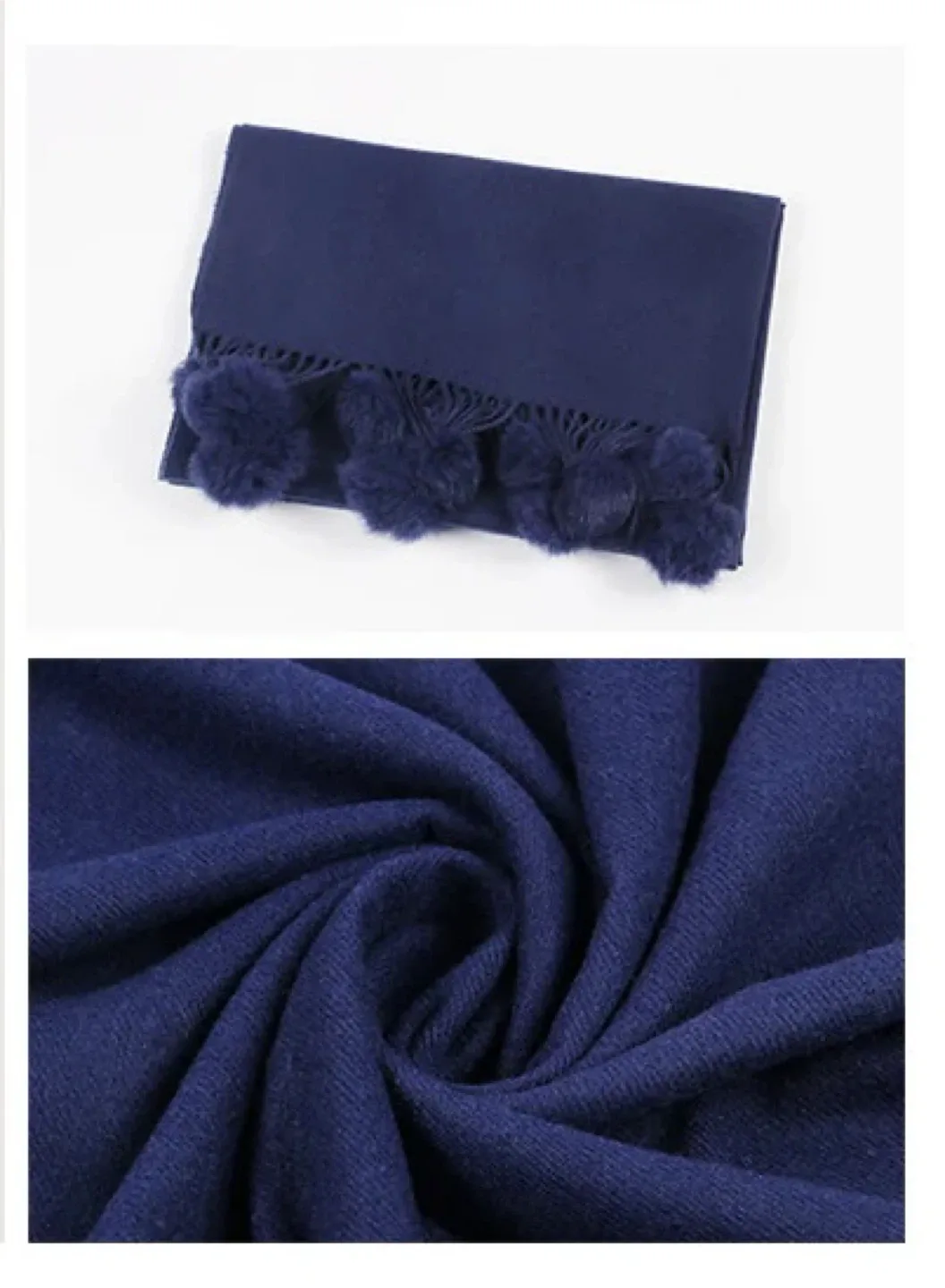 Navy Blue Pom Pom Scarf image indicator(2)