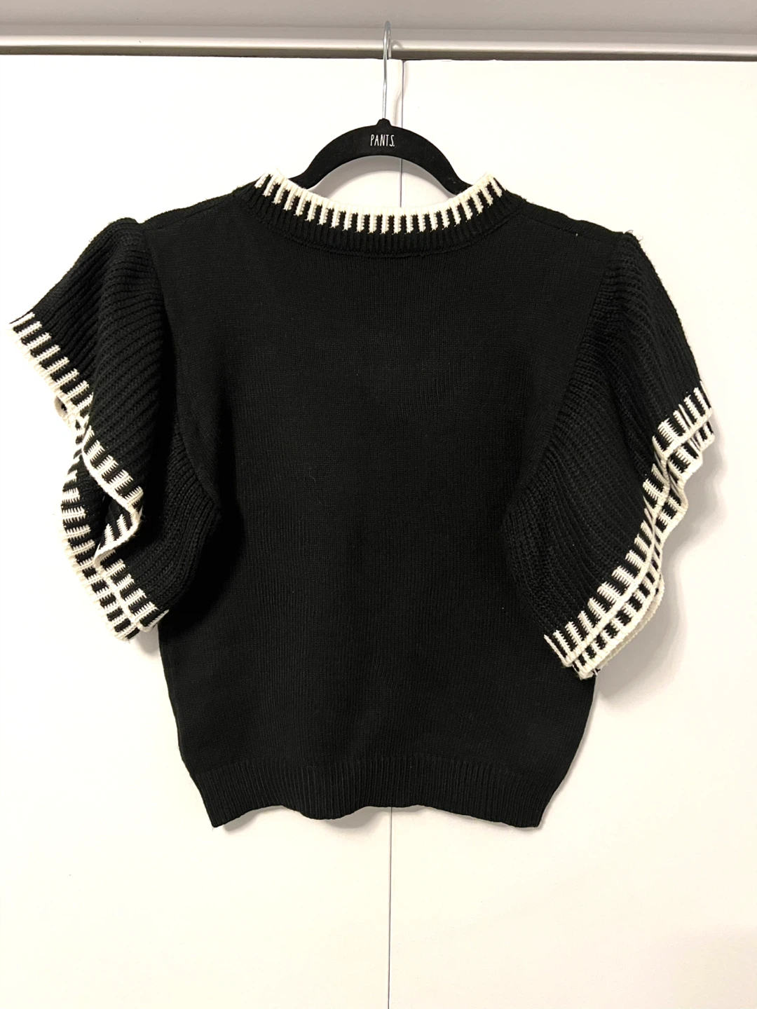 Black Ruffle Blouse with White Trim - photo 2