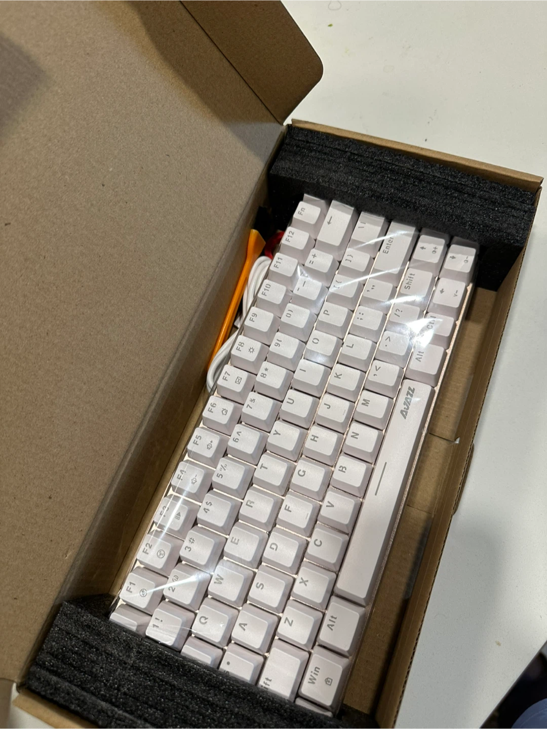AJAZZ AK33 Mechanical Keyboard - White, NKRO Blue Switch