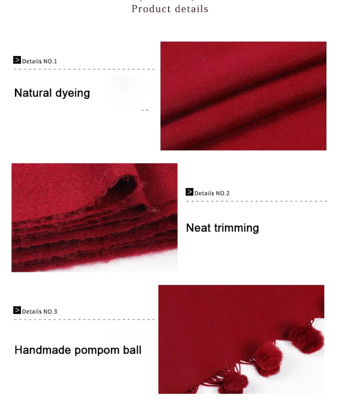 Maroon/Dark Red Pom Pom Scarf/Shawl image indicator(3)