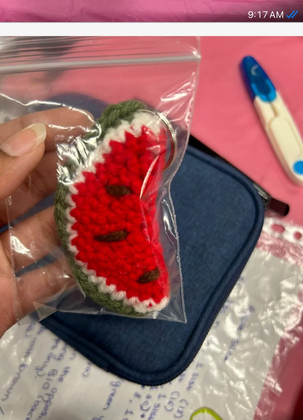 Crochet Apple & strawberry Keychain, flowers,  - Handmade image indicator(2)