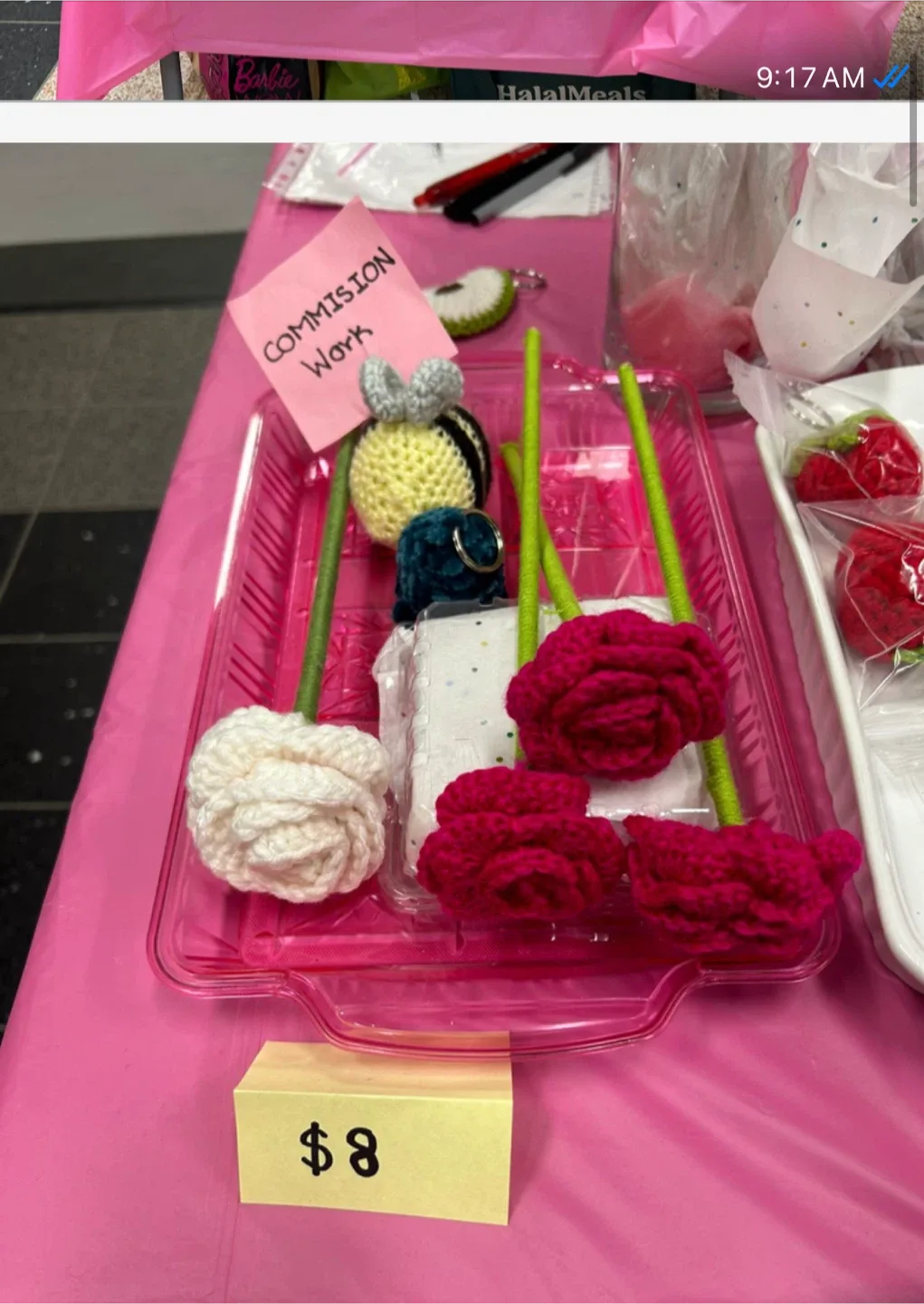 Crochet Apple & strawberry Keychain, flowers,  - Handmade image indicator(3)