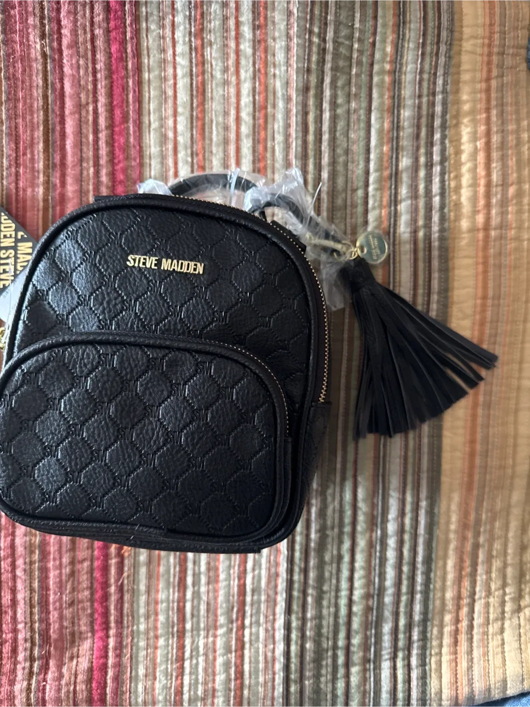New Steve Madden Black Mini Backpack image indicator(4)