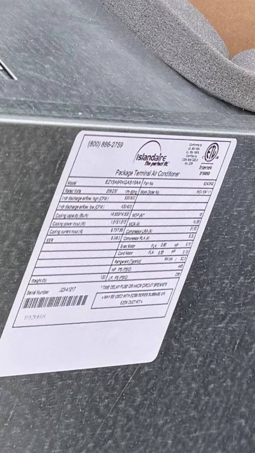 Islandaire EZ15APRKGAS15AA… Package Terminal Air Conditioner image indicator(2)