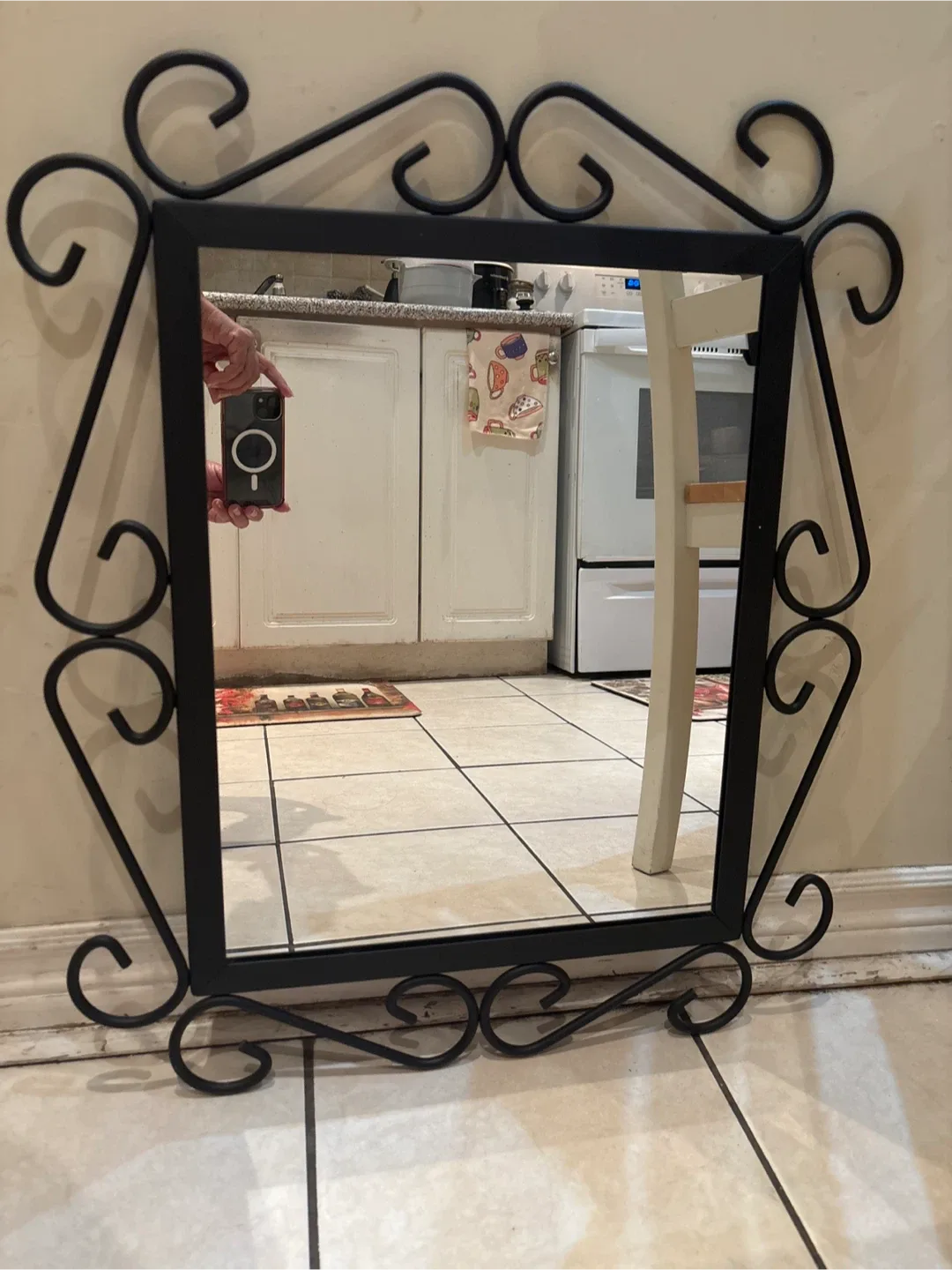 Black Metal Framed Wall Mirror