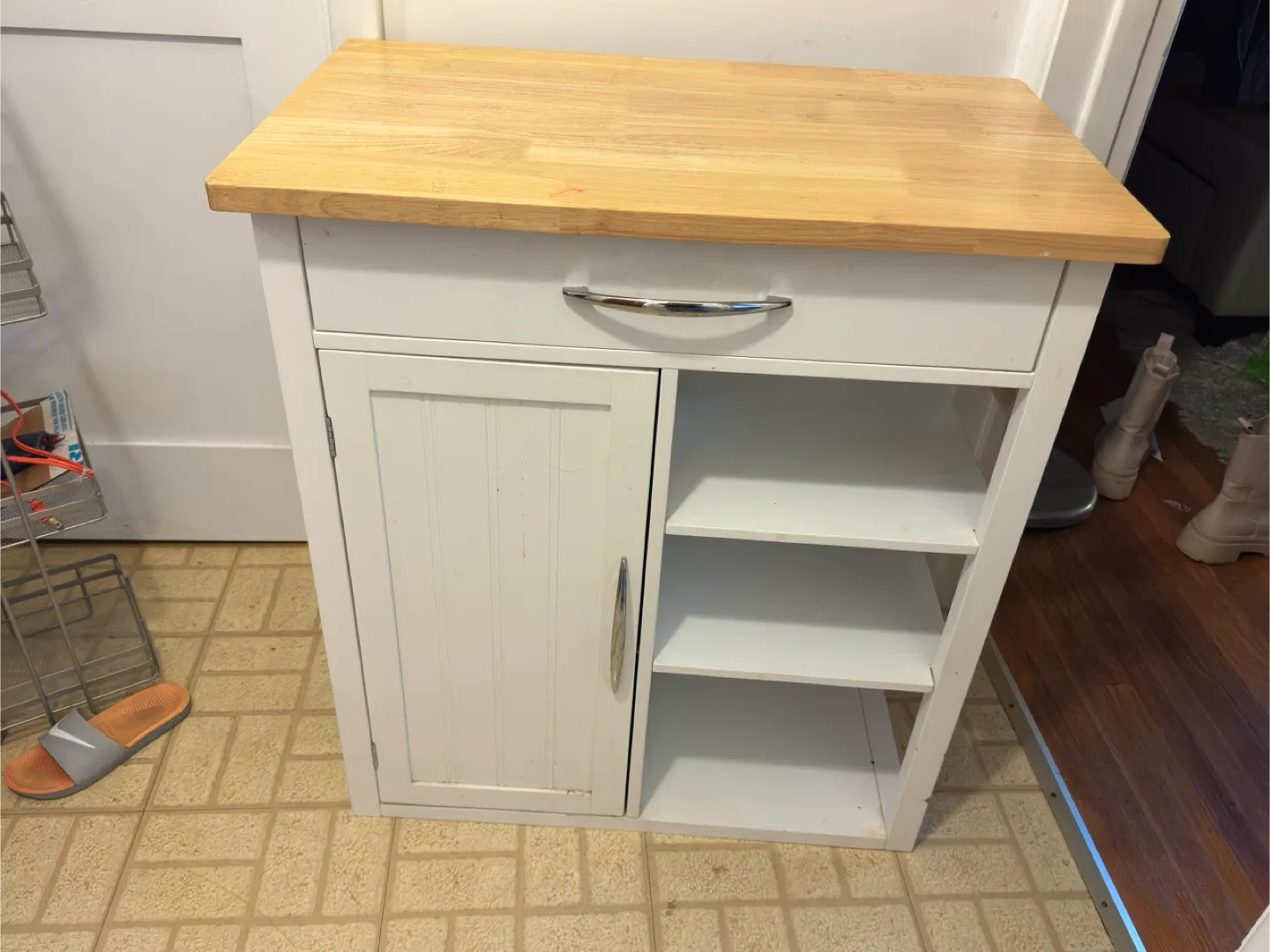 Kitchen Island Cart - White with Wood Top image indicator(2)