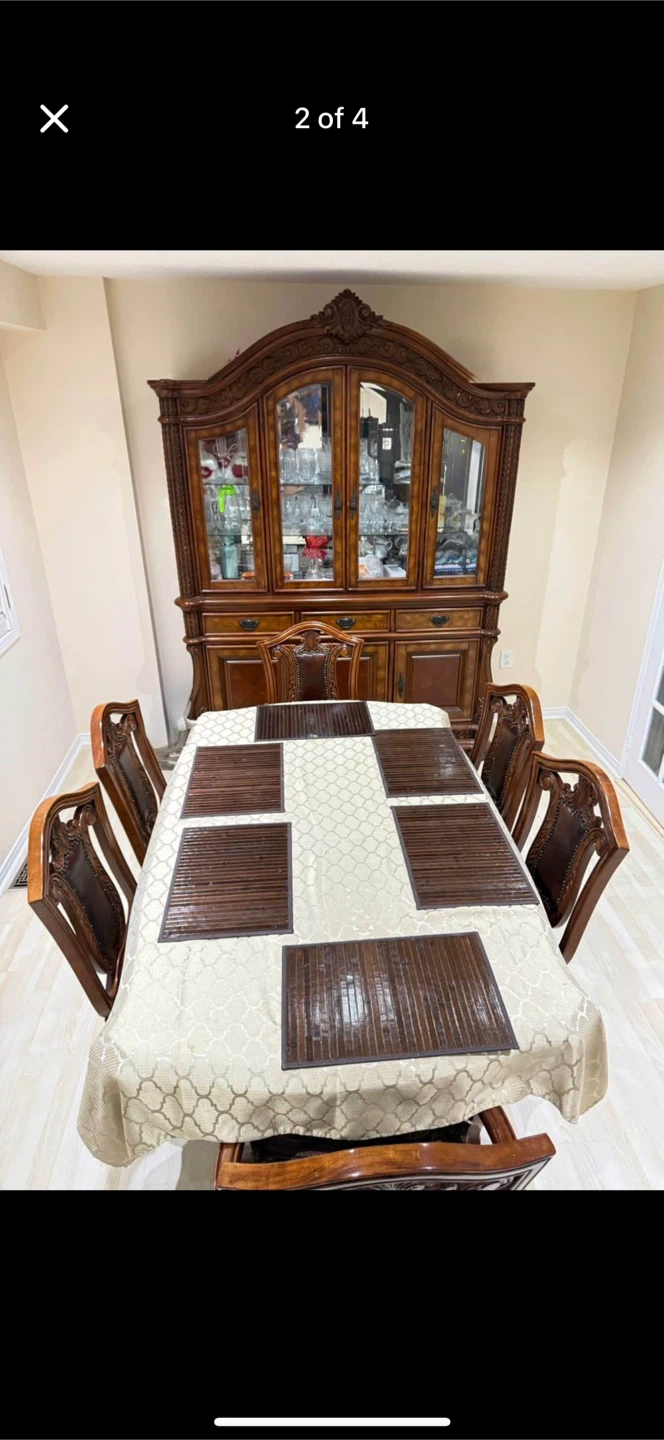 Ornate Wood Dining Set & China Cabinet - photo 3