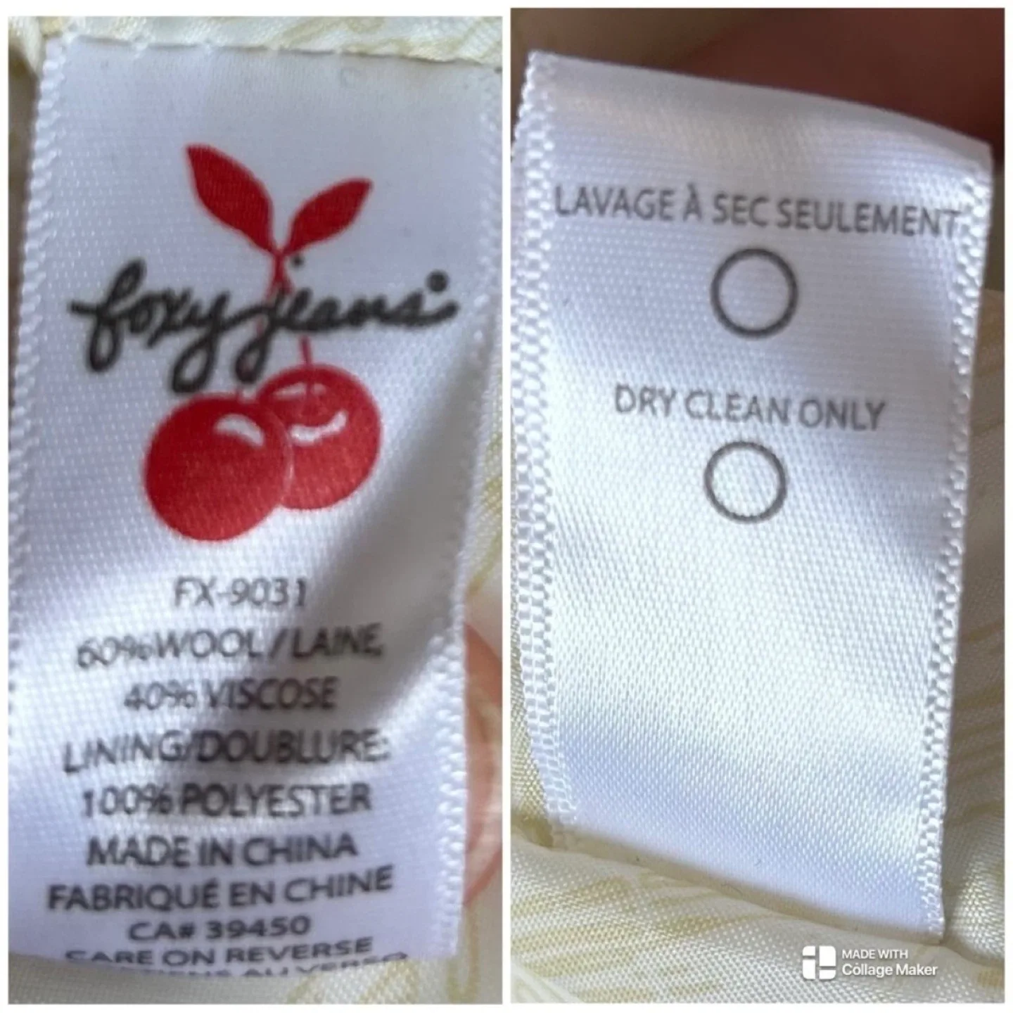 Foxy Jeans Single Breasted Button Up Wool Coat Jacket Sz M image indicator(6)