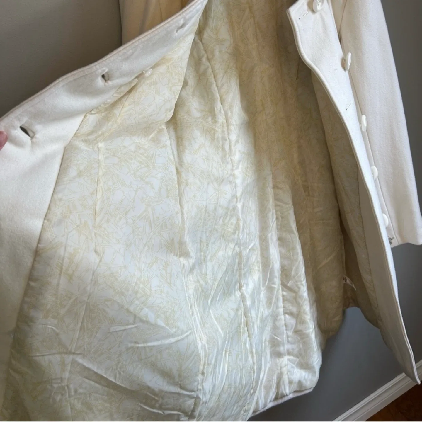 Foxy Jeans Single Breasted Button Up Wool Coat Jacket Sz M image indicator(5)