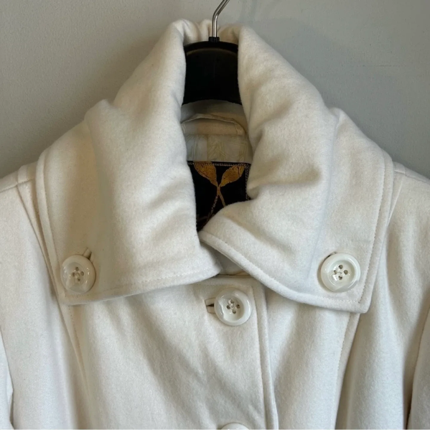 Foxy Jeans Single Breasted Button Up Wool Coat Jacket Sz M image indicator(3)