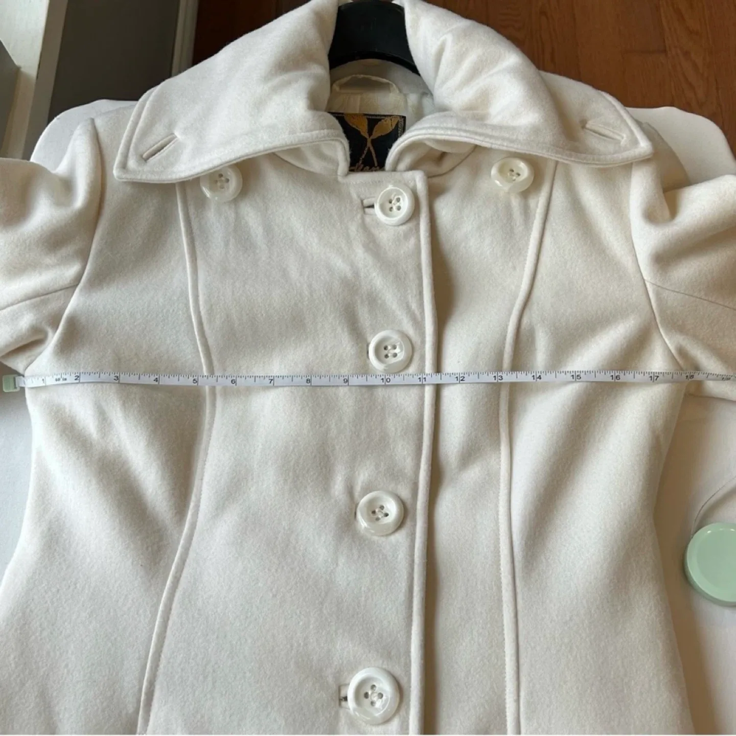 Foxy Jeans Single Breasted Button Up Wool Coat Jacket Sz M image indicator(7)