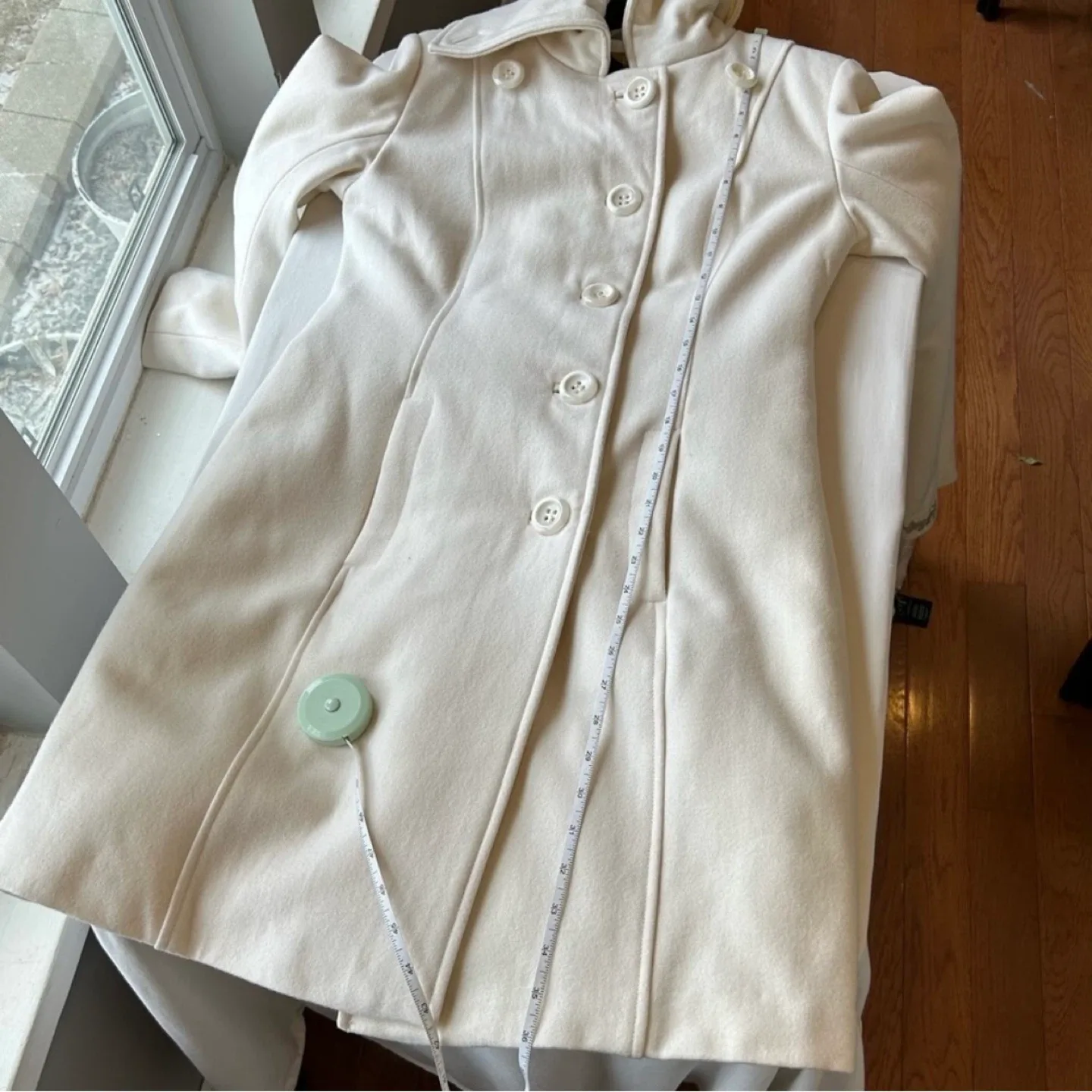 Foxy Jeans Single Breasted Button Up Wool Coat Jacket Sz M image indicator(9)