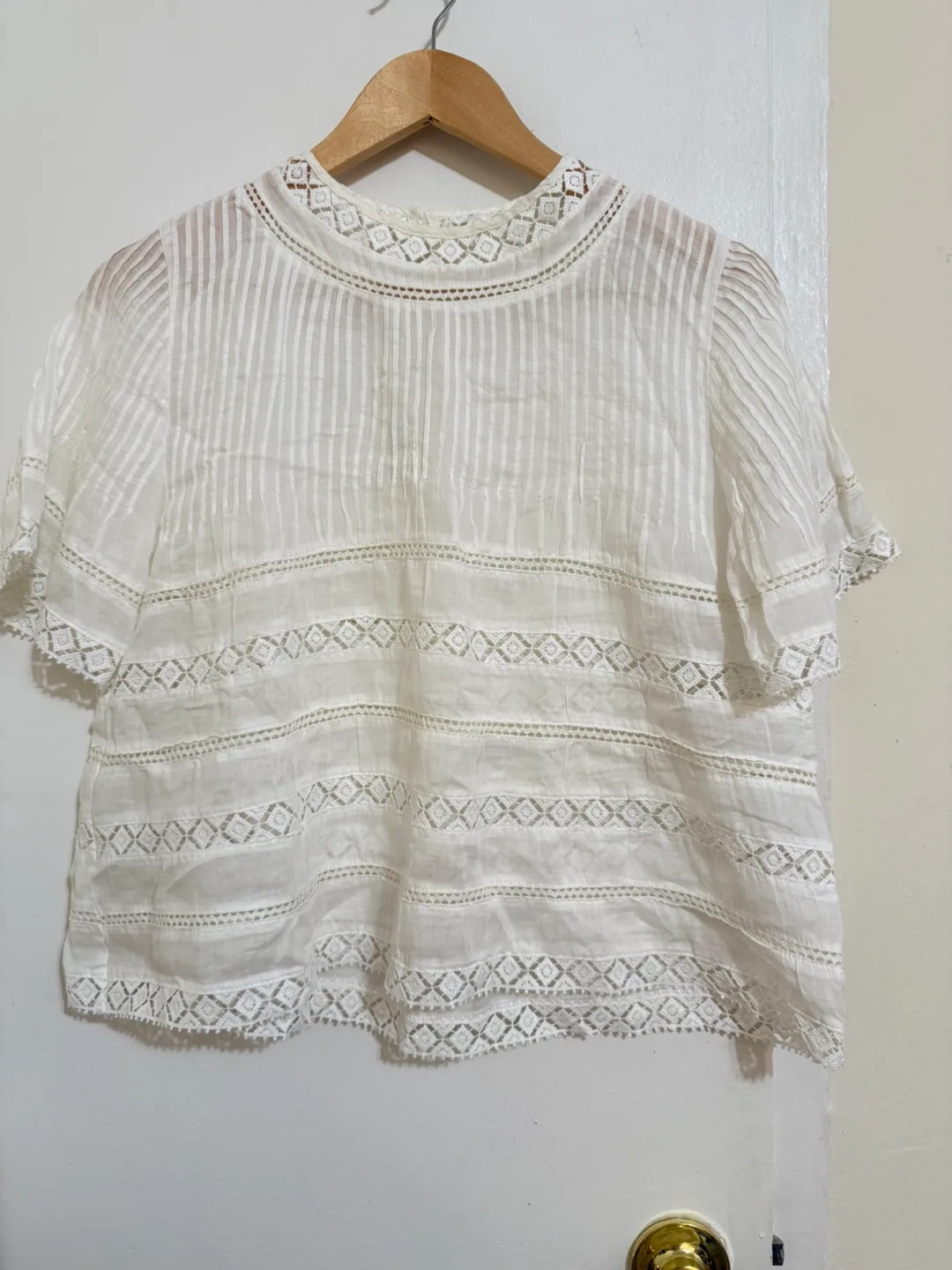 White Lace Trimmed Top