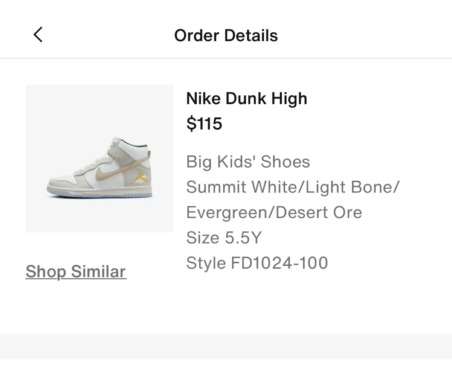 Nike Dunk High (GS) Summit White/Desert Ore - Size 5.5Y image indicator(5)