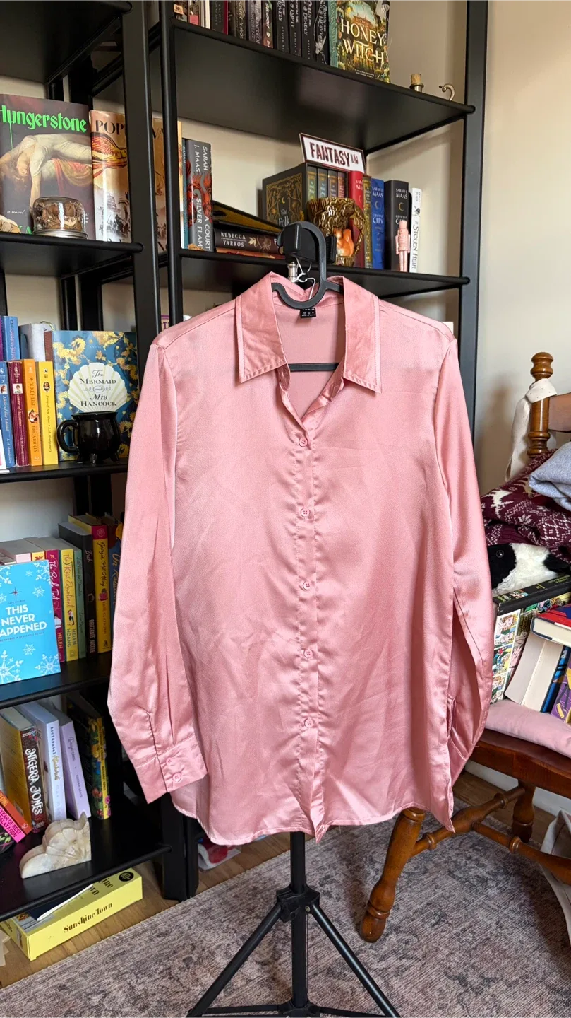 Shein Pink Satin Blouse - Size XS