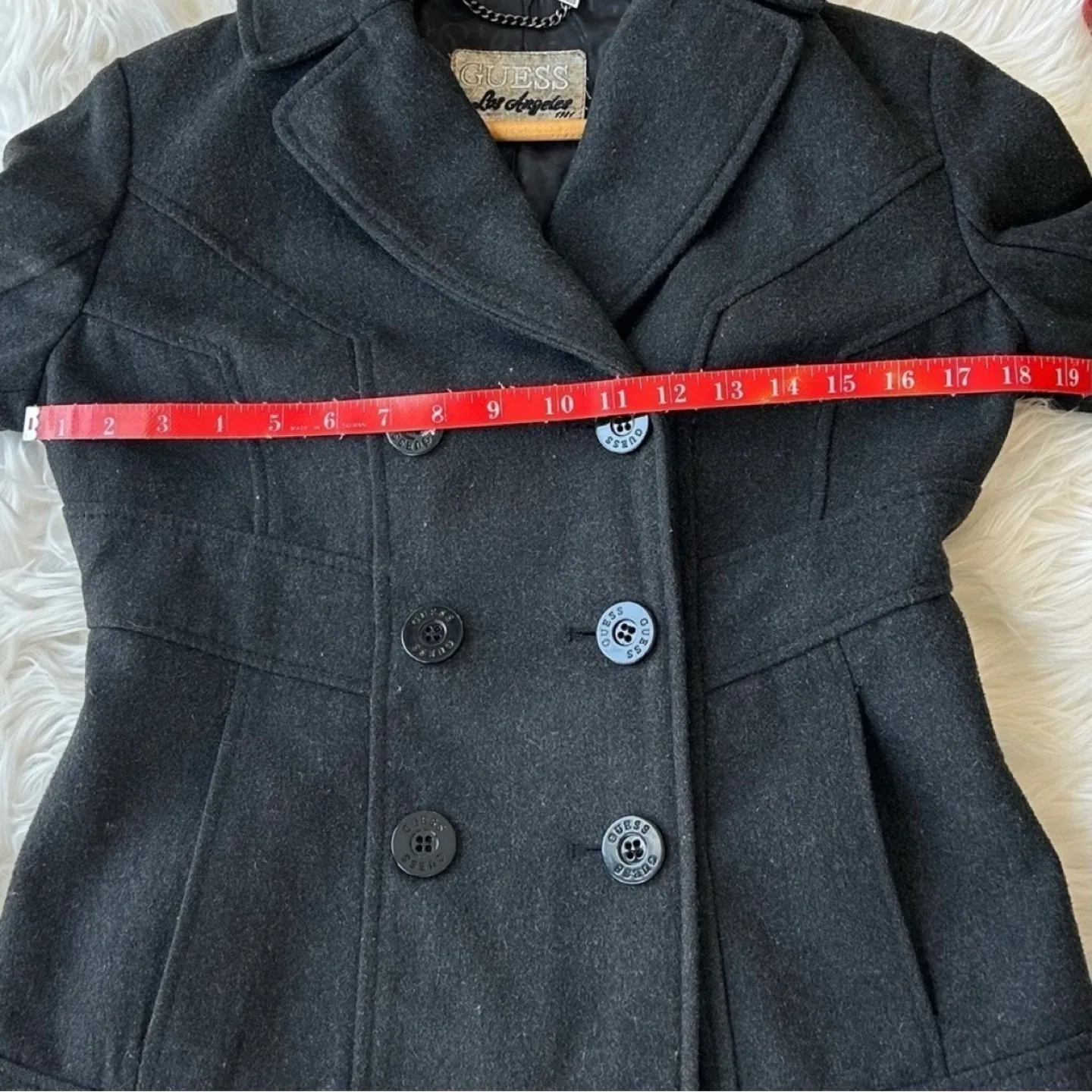Guess Wool Blend Double Breasted Pea Coat Womens Size S image indicator(6)