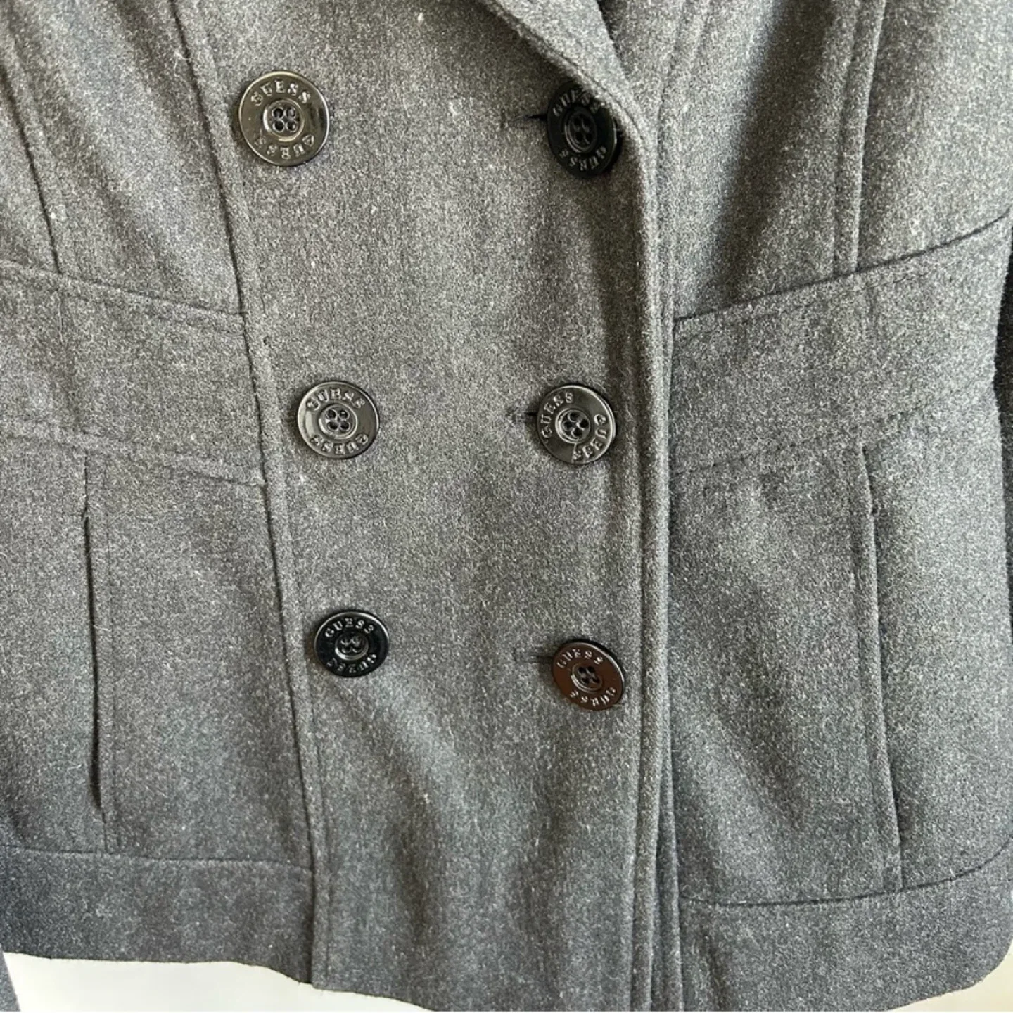 Guess Wool Blend Double Breasted Pea Coat Womens Size S image indicator(2)