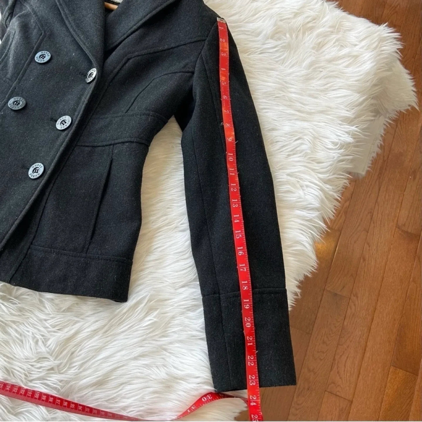 Guess Wool Blend Double Breasted Pea Coat Womens Size S image indicator(8)