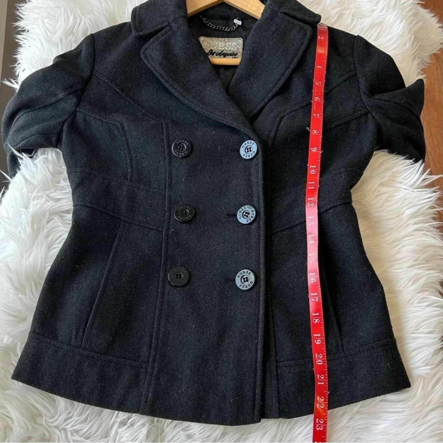 Guess Wool Blend Double Breasted Pea Coat Womens Size S image indicator(7)