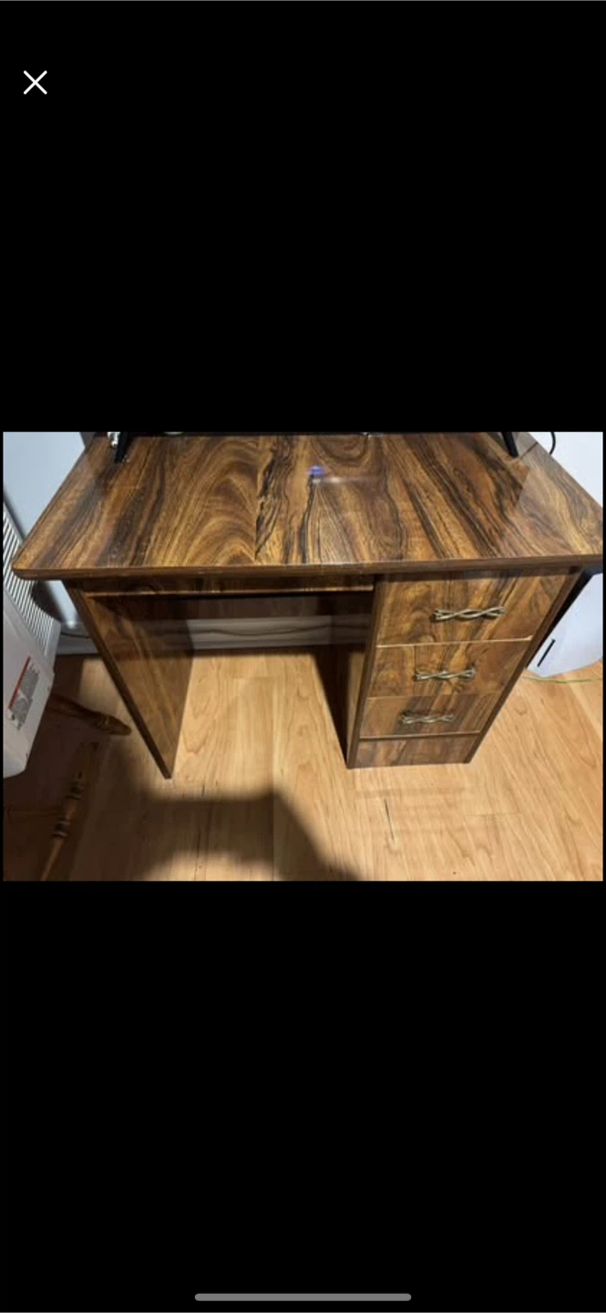 Wood Grain Desk with Drawers