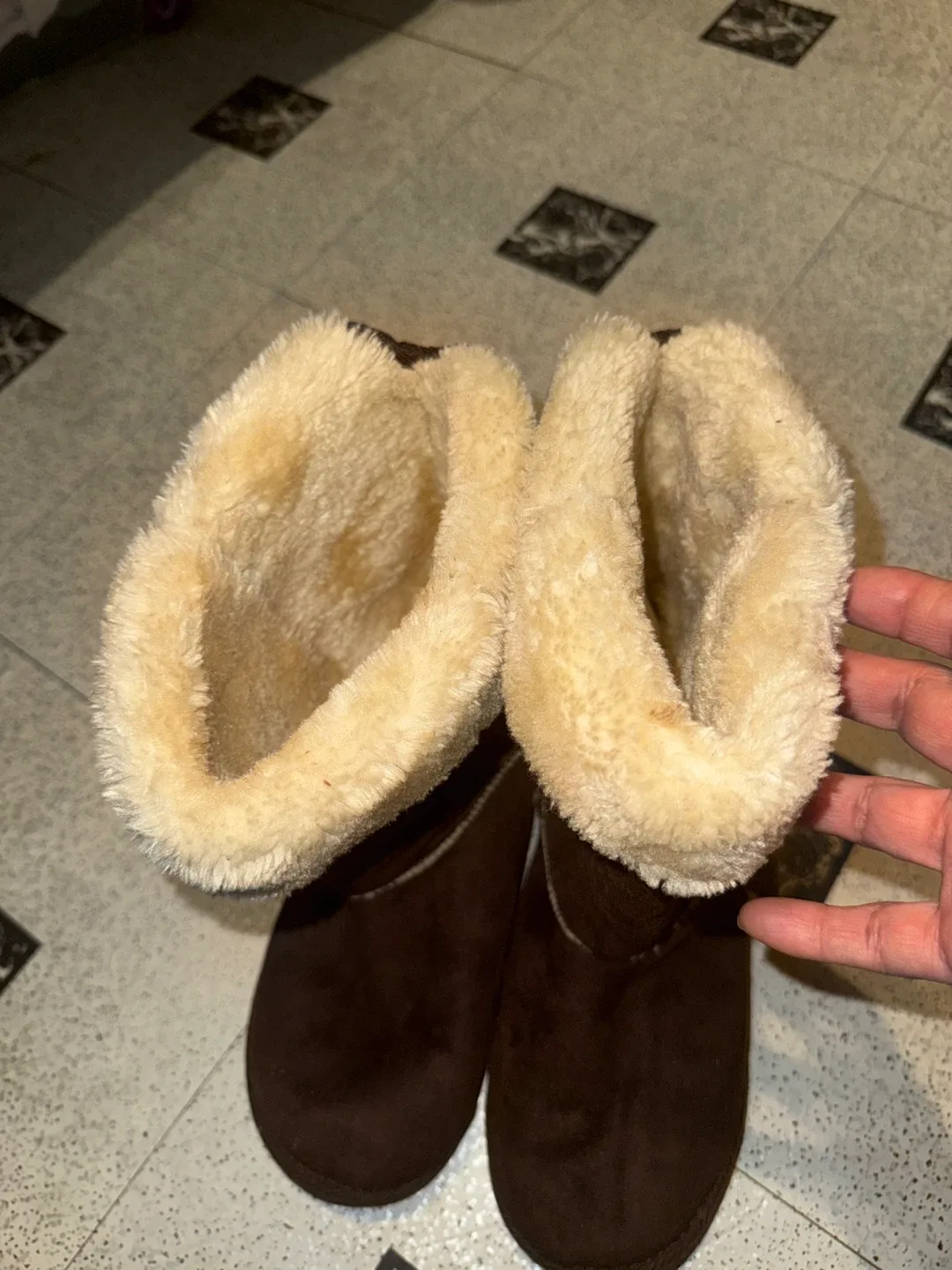 Brown Suede Boots with Cream Lining image indicator(3)