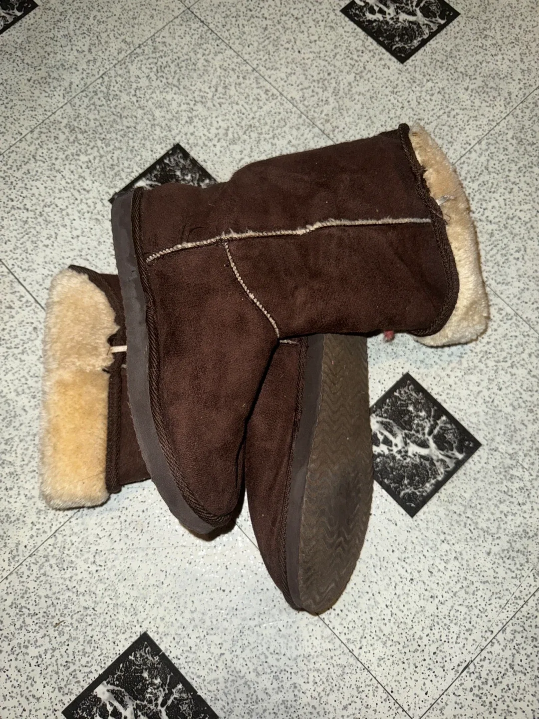Brown Suede Boots with Cream Lining thumbnail