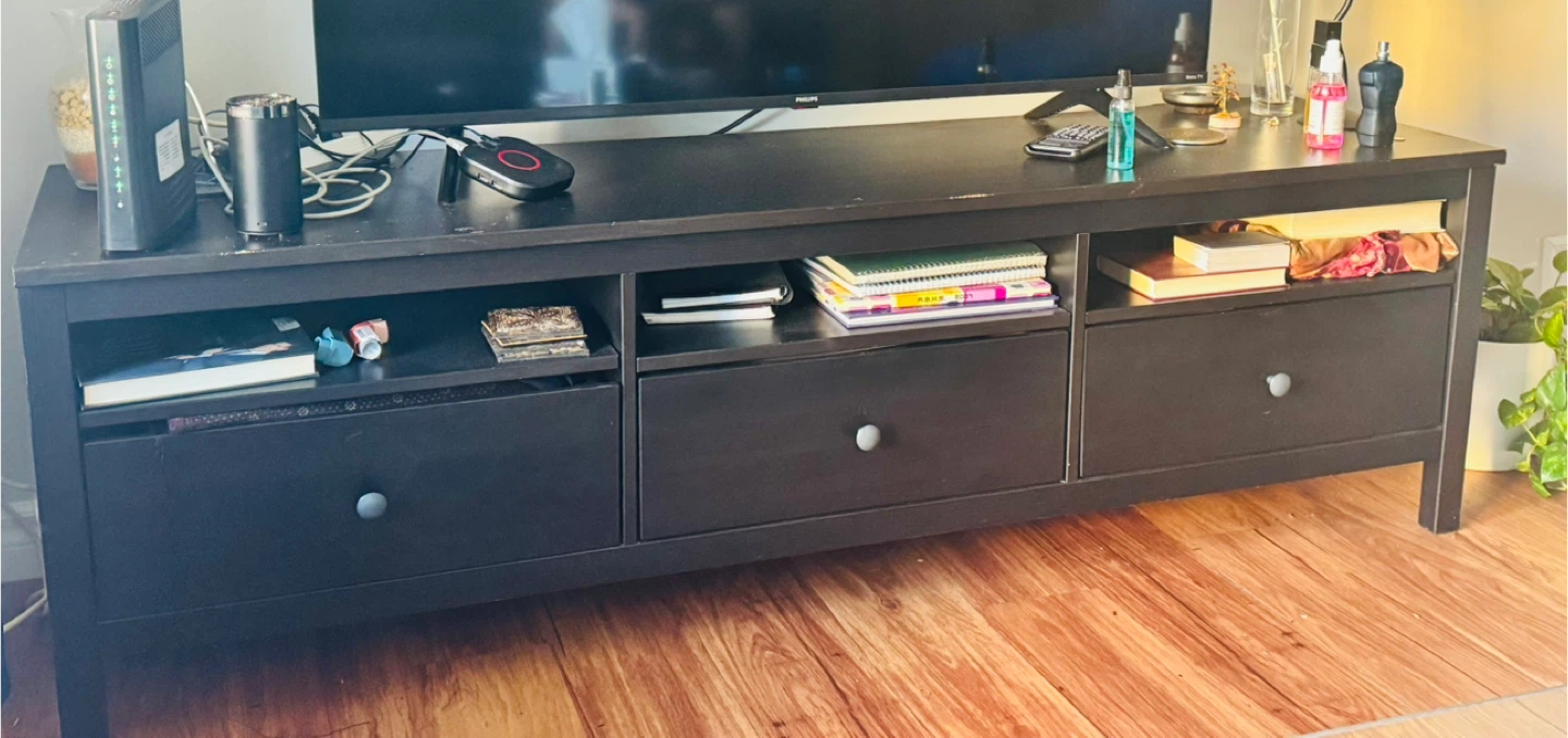 Black TV Stand with Drawers