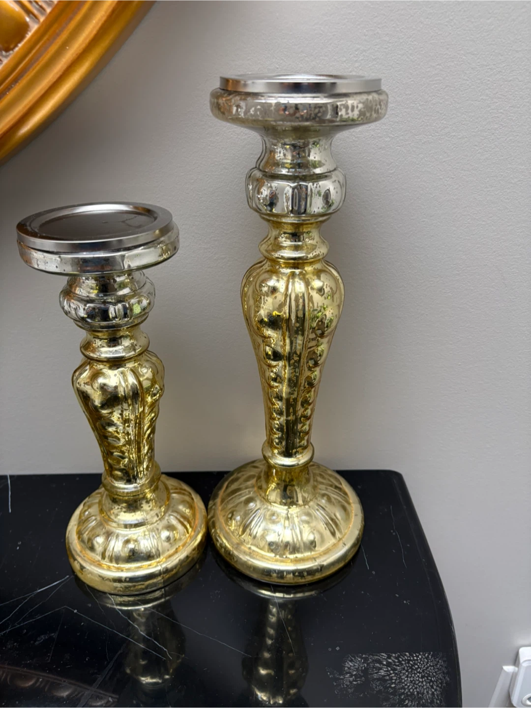Gold & Silver Decorative Candle Holders (Set of 2)