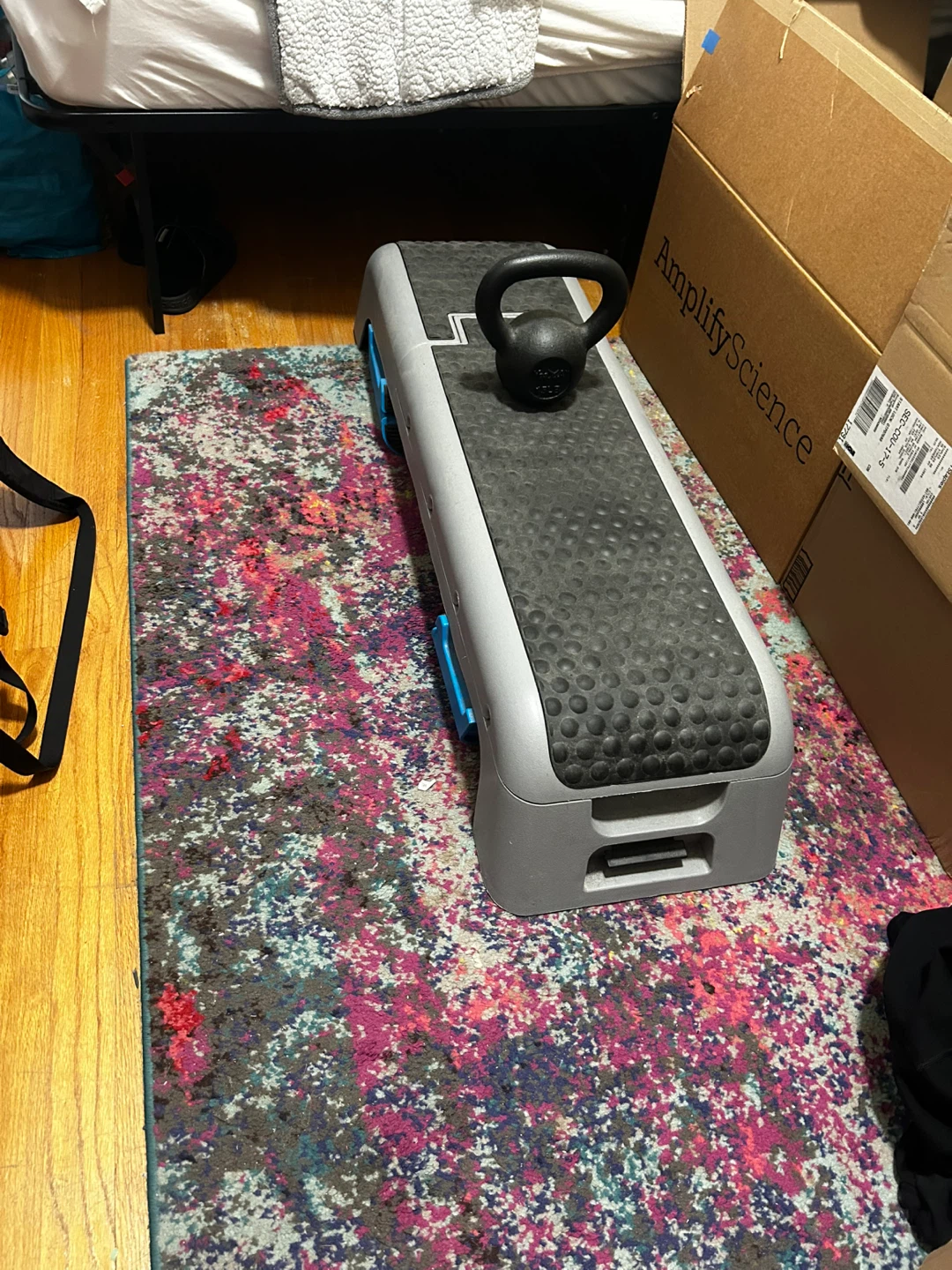 Workout Step Platform with Kettlebell