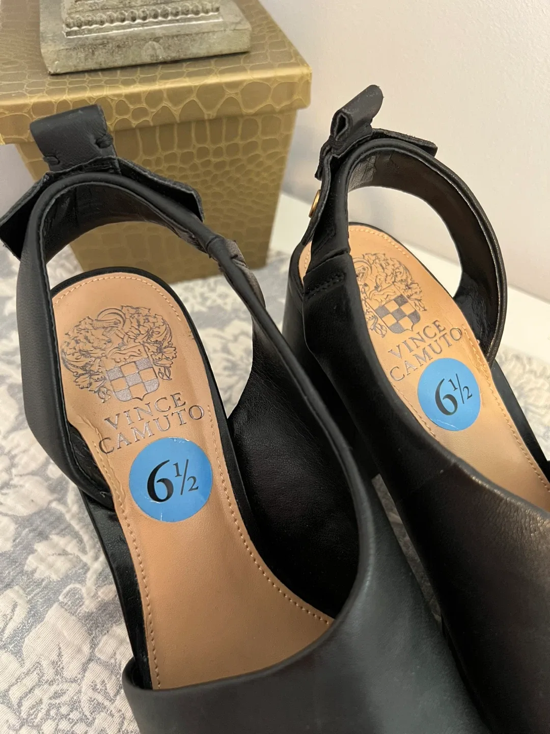 Vince Camuto Black Block Heels - Size 6.5 image indicator(4)