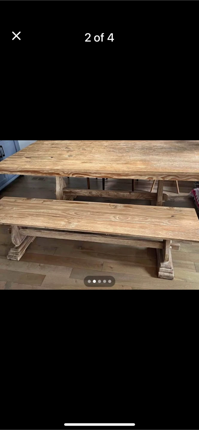 SOLD -Wood Dining Table with Bench - photo 2