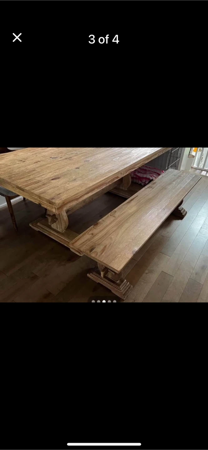 SOLD -Wood Dining Table with Bench