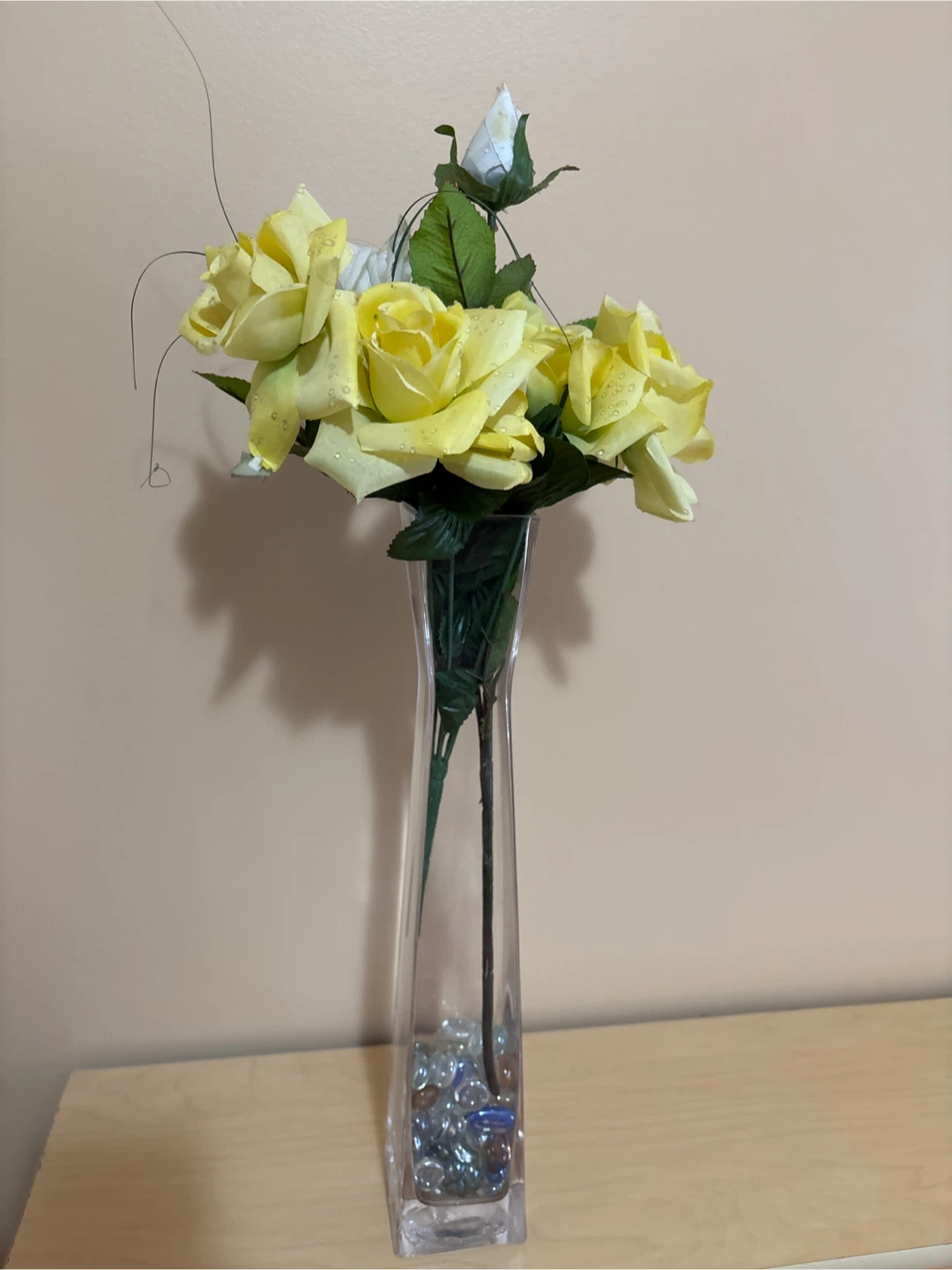 Yellow Artificial Roses in Vase