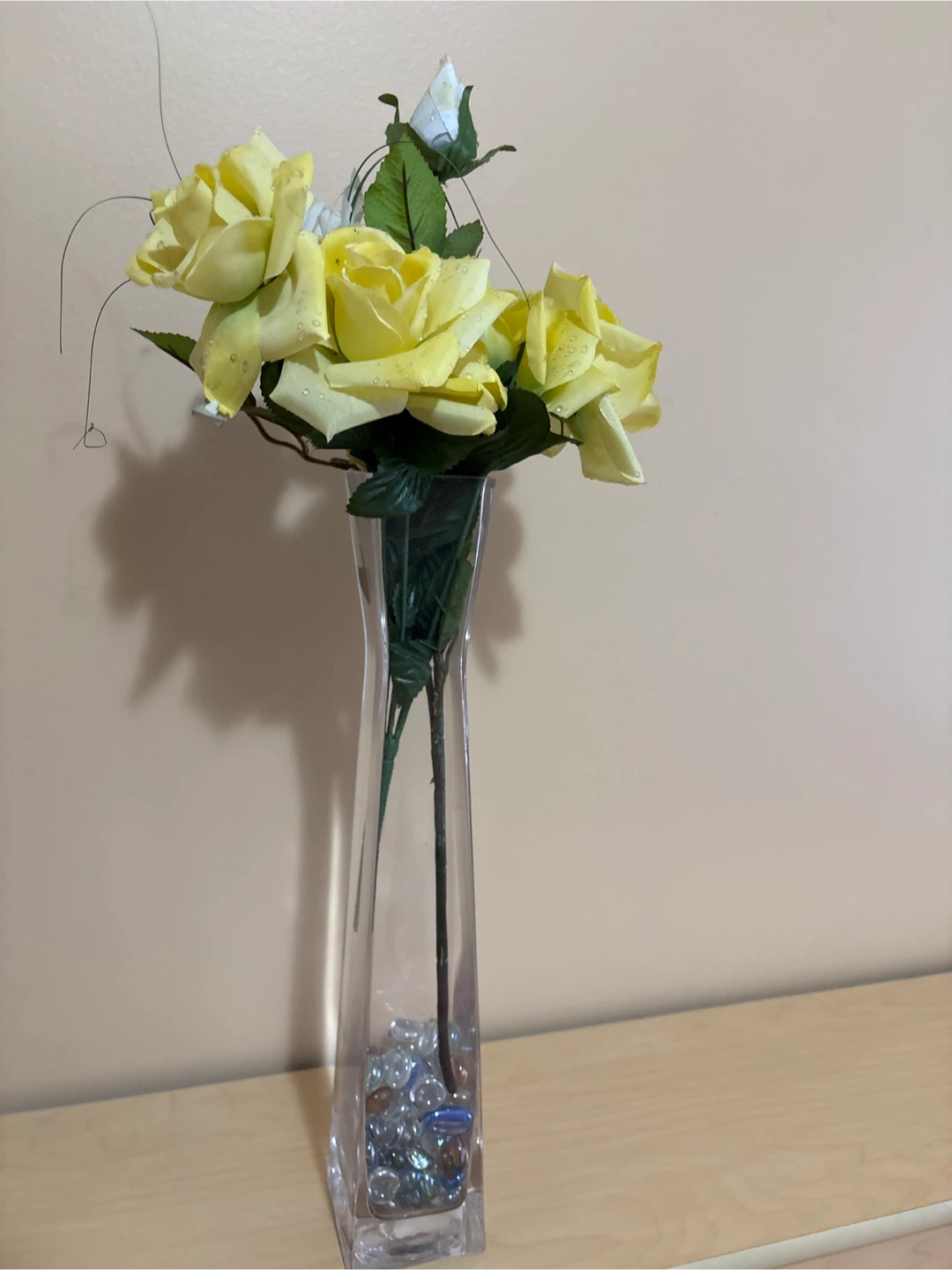 Yellow Artificial Roses in Vase - photo 3